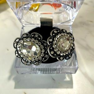 Glittery Floral-Like Clip-On Earrings